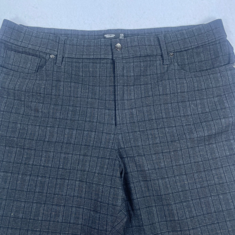 Simply Vera Vera Wang Gray Plaid Dress Pants Womens XXL Short Stretch Trousers